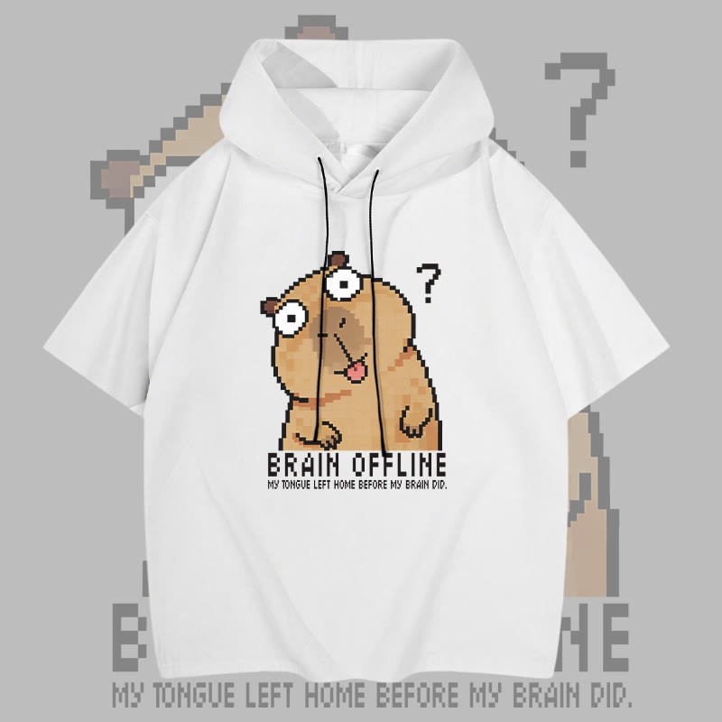 BRAIN OFFLINE カピバラ グラフィックModakawa半袖パーカー - White - 3XL - image 2