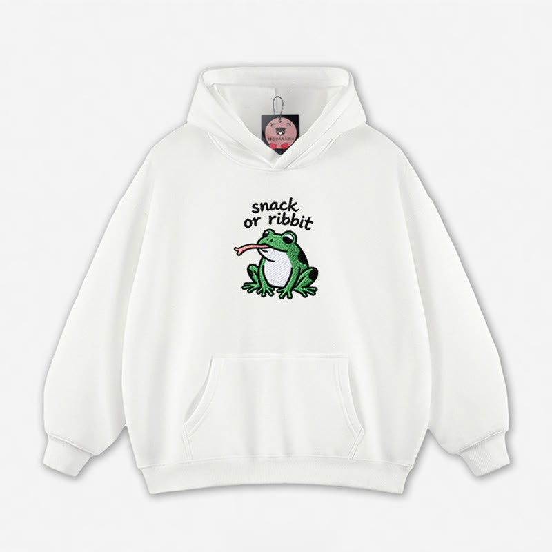 SNACK OR RIBBIT カエルグラフィック ルーズパーカー - White - 5XL - image 6