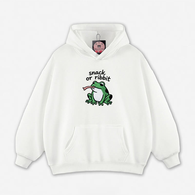 SNACK OR RIBBIT カエルグラフィック ルーズパーカー - White - 5XL - image 6