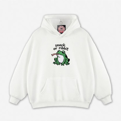 SNACK OR RIBBIT カエルグラフィック ルーズパーカー - White - 5XL - image 6