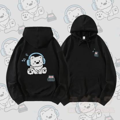 MODAKAWA ヘッドホンベア グラフィック カップル マッチング パーカー - 黒 - 5XL - image 4