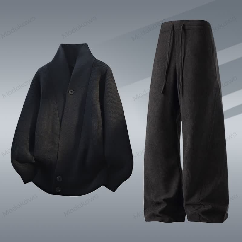 ニットカーディガン セーター コーデュロイパンツ ツーピース - セットE - 4XL - image 5