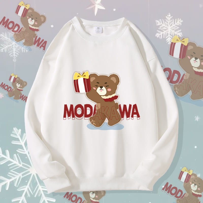 MODAKAWA クリスマスベア グラフィック ユニセックス スウェットシャツ - White C - 5XL - image 12