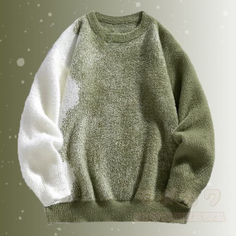 グラデーションファジーセーターコーデュロイパンツツーピース - 緑のセーター - 3XL - image 4