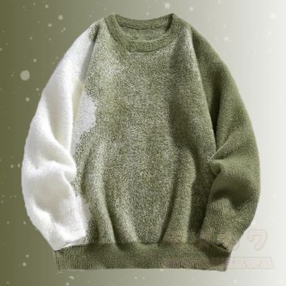 グラデーションファジーセーターコーデュロイパンツツーピース - 緑のセーター - 3XL - image 4