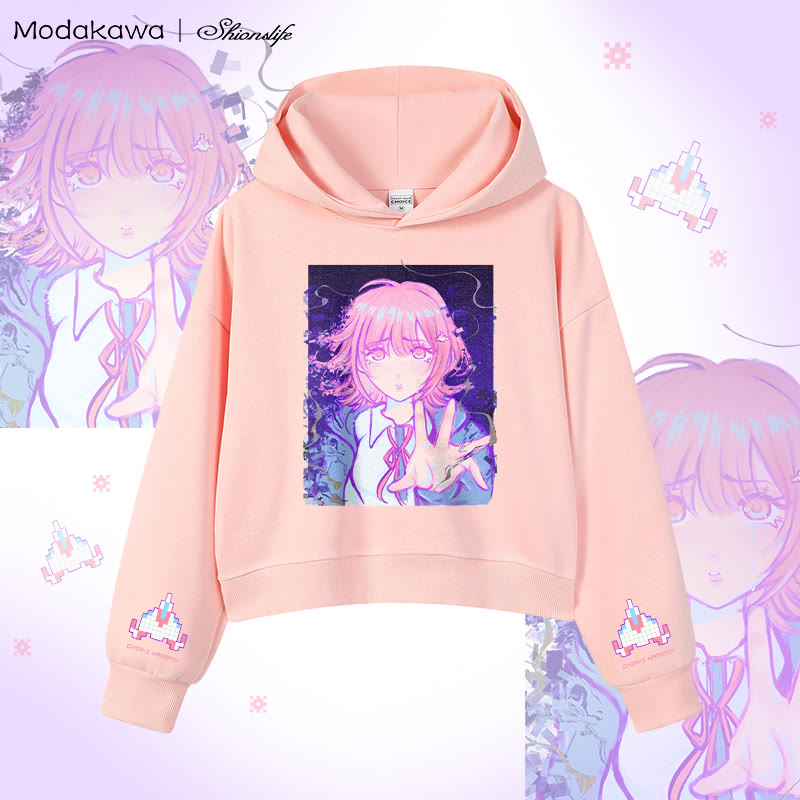 MODAKAWA × Shionslife 七海千秋 グラフィック クロップド綿フーディー - Pink - 3XL - image 4