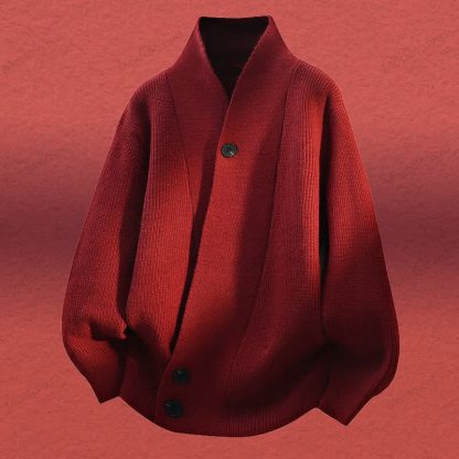 ニットカーディガン セーター コーデュロイパンツ ツーピース - 赤いセーター - 4XL - image 11