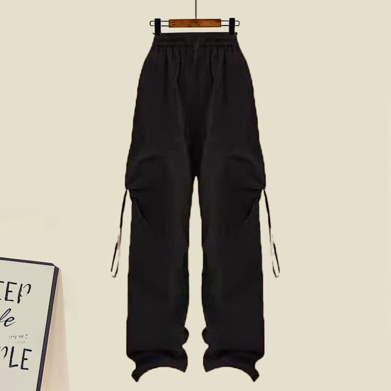 カラーブロックポケットジッパーパーカーカーゴパンツマッチングアウトフィット - Pants - 3XL - image 7