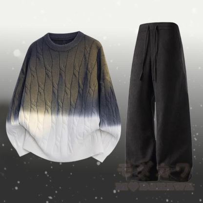 グラデーションニットセーターポケットパンツツーピース - セットD - 3XL - image 4