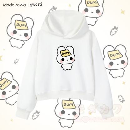 MODAKAWA X gwosti DUM バニーグラフィック クロップド綿パーカー - 白 - 3XL - image 4