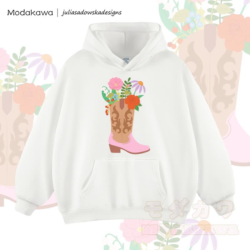 MODAKAWA × juliasadowskadesigns 花柄シューズグラフィック ルーズフーディー - 白 - 2XL - image 3
