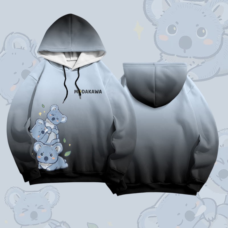 コアラグラフィックModakawaグラデーション プルオーバーパーカー - Blue & Black - 6XL - image 2