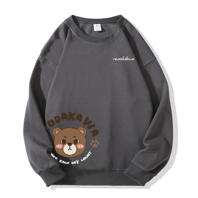 MODAKAWA キュートベアグラフィック ユニセックス ストリートウェア スウェットシャツ - Dark Grey - 5XL - image 3