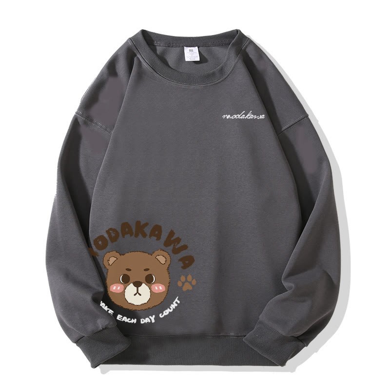 MODAKAWA キュートベアグラフィック ユニセックス ストリートウェア スウェットシャツ - Dark Grey - 5XL - image 3