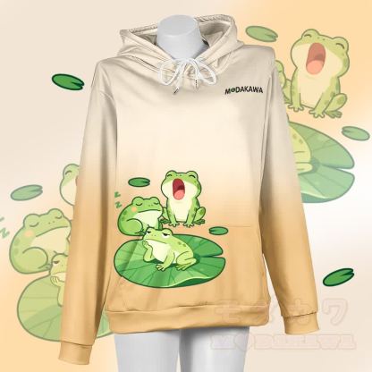 MODAKAWA グラデーション スリーピーフロッグ グラフィック プルオーバー パーカー - ホワイト＆イエロー - 5XL - image 4