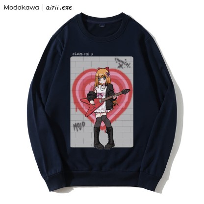 MODAKAWA X airii.exe CHEMICAL ギターガール レタープリント ラウンドカラー スウェットシャツ - Purplish Blue - 5XL - image 4