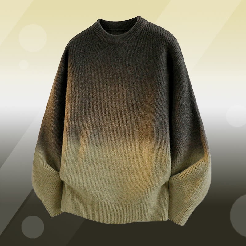 グラデーションニットセーター チェック柄 フリース裏地パンツ ツーピース - Green Sweater - 2XL - image 5