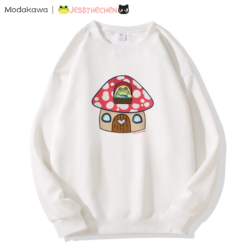 MODAKAWA X jessthechen キノコハウスのカエル グラフィック スウェットシャツ - White - 5XL - image 5