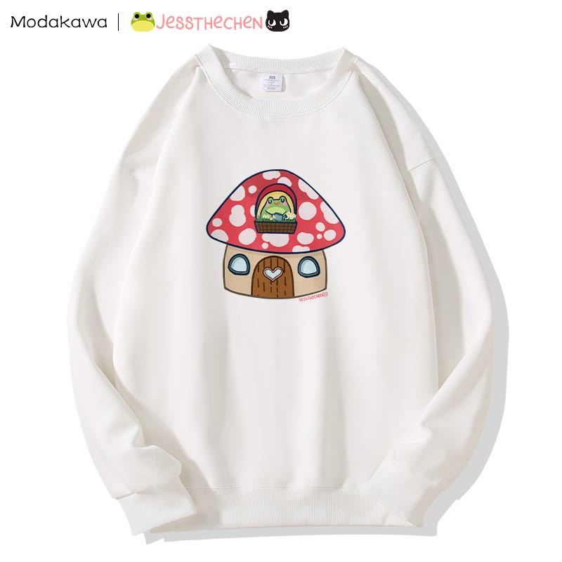 MODAKAWA X jessthechen キノコハウスのカエル グラフィック スウェットシャツ - White - 5XL - image 5
