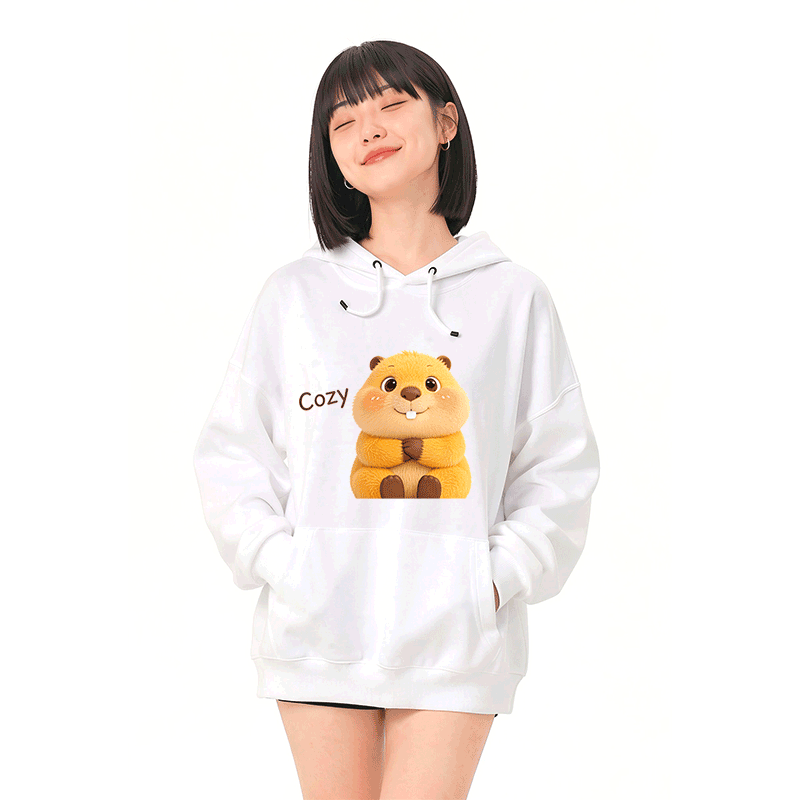 COZY カピバラ グラフィックModakawaルーズ コットンブレンド フーディー - image 2