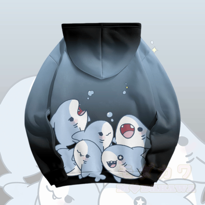 MODAKAWA グラデーション プレイフル シャーク グラフィック プルオーバー パーカー - image 5