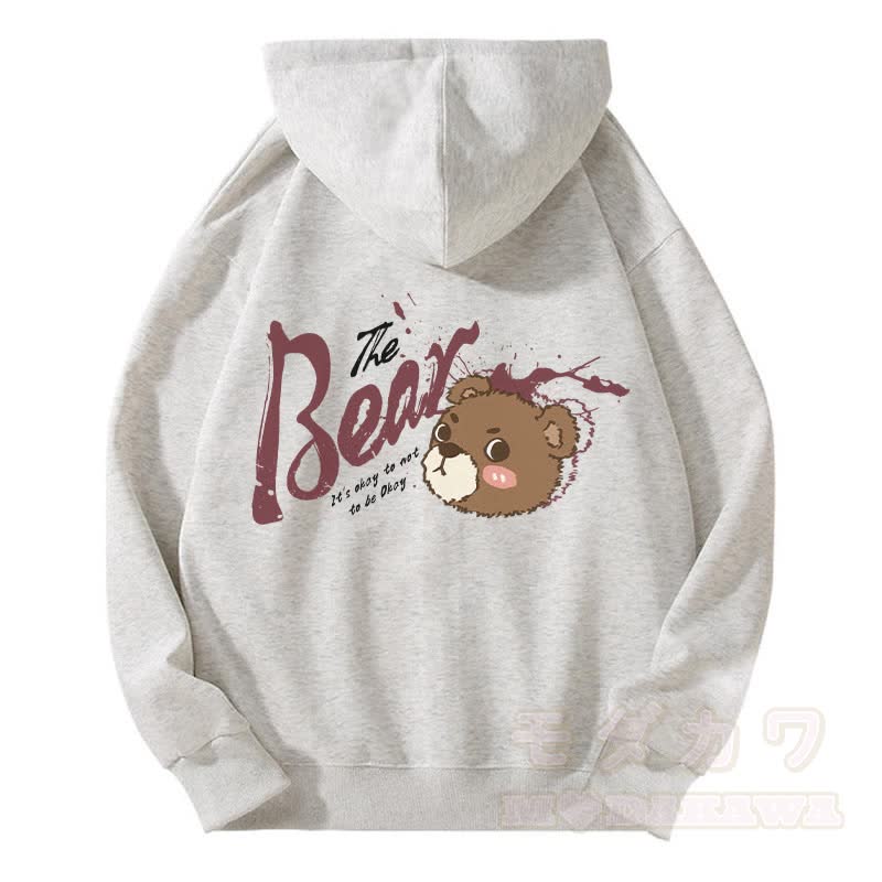 MODAKAWA IT'S OKAY TO NOT BE OKAY ベアグラフィック ジップアップ パーカー スウェットシャツ - グレー - 5XL - image 3