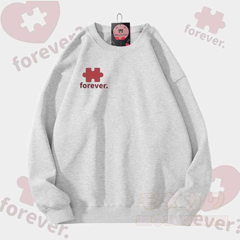 MODAKAWA FOREVER パズルハートグラフィック ユニセックス スウェットシャツ - グレーB - 5XL - image 3