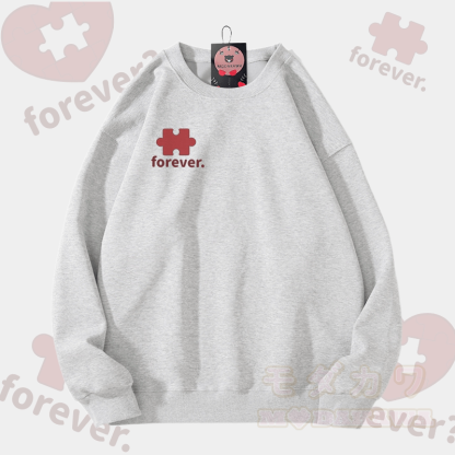 MODAKAWA FOREVER パズルハートグラフィック ユニセックス スウェットシャツ - グレーB - 5XL - image 3