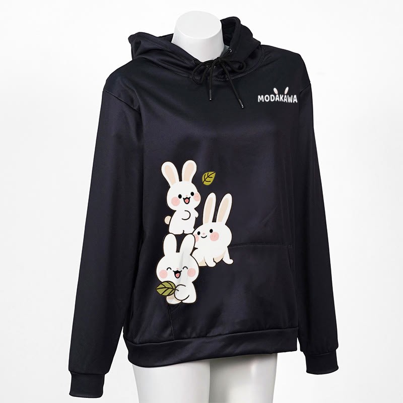 スタックドバニーレタープリントModakawaカワルーズパーカー - Black - 5XL - image 4