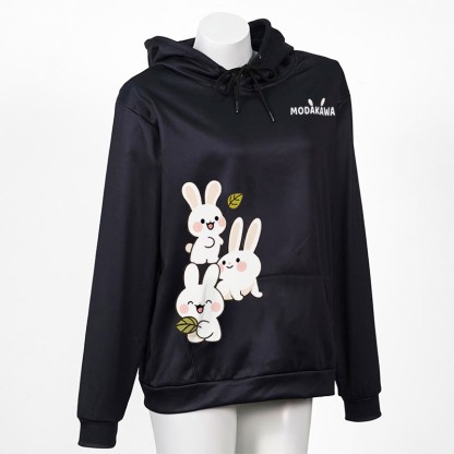 スタックドバニーレタープリントModakawaカワルーズパーカー - Black - 5XL - image 4