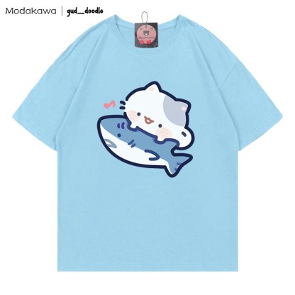 MODAKAWA X gud_doodleキティシャークプリントTシャツ - Blue - 5XL - image 3