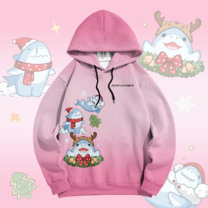 MODAKAWA グラデーション クリスマス シャーク グラフィック オールオーバープリント プルオーバーパーカー - Pink - 6XL - image 3