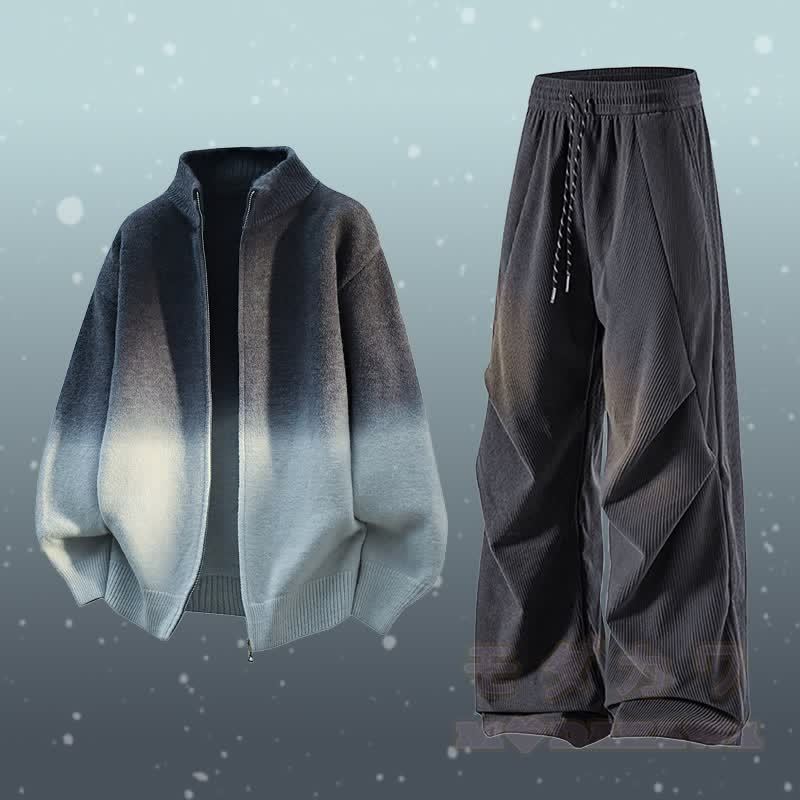 グラデーションジップアップジャケット コーデュロイパンツ ツーピース - セットG - 3XL - image 7