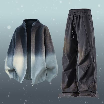 グラデーションジップアップジャケット コーデュロイパンツ ツーピース - セットG - 3XL - image 7