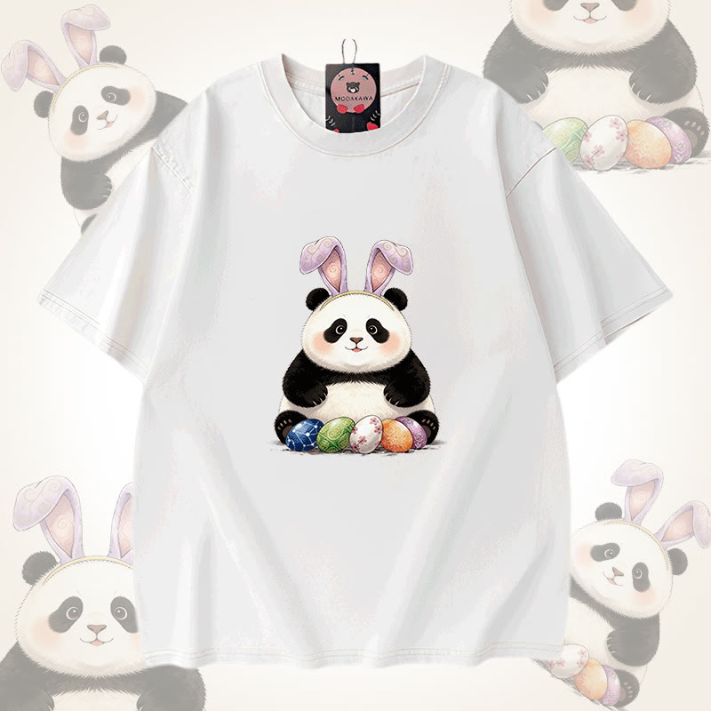 イースターエッグパンダグラフィックModakawaユニセックス ヴィンテージウォッシュドTシャツ - White - 5XL - image 9