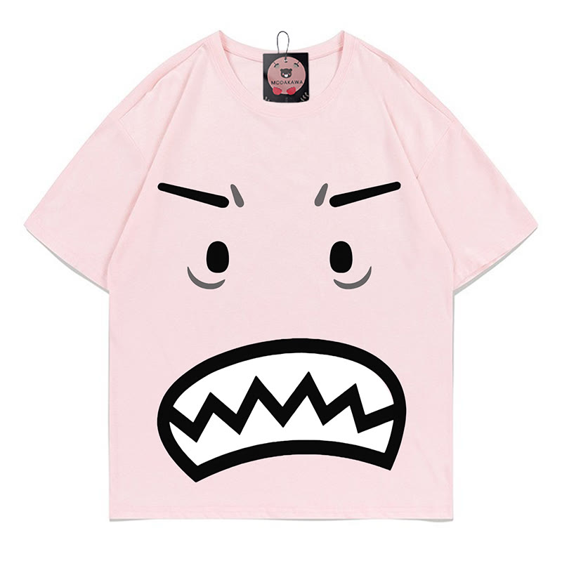 怒りの表情プリントModakawaTシャツ - Pink - 5XL - image 4
