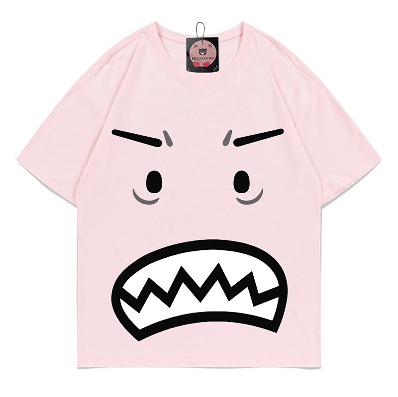 怒りの表情プリントModakawaTシャツ - Pink - 5XL - image 4