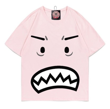 怒りの表情プリントModakawaTシャツ - Pink - 5XL - image 4