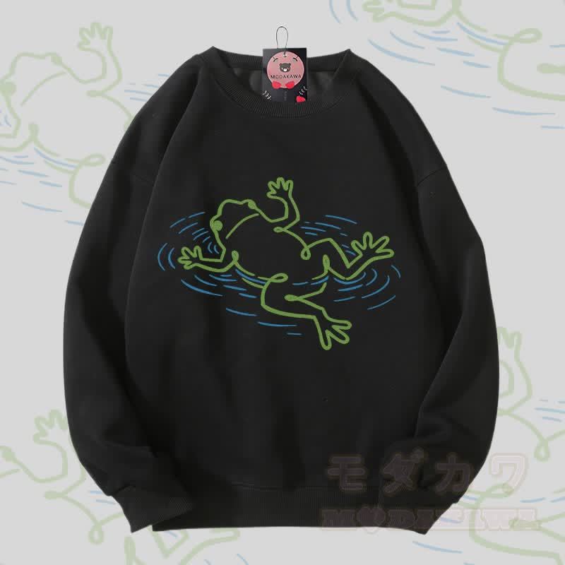 フローティングフロッググラフィックユニセックススウェットシャツ - 黒 - 5XL - image 4