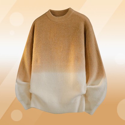 グラデーションニットセーター チェック柄 フリース裏地パンツ ツーピース - Khaki Sweater - 2XL - image 4