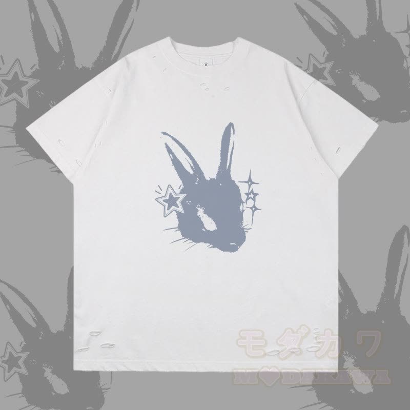 スターバニーグラフィックModakawaリップドTシャツ - 白 - 2XL - image 4