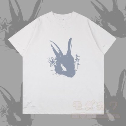 スターバニーグラフィックModakawaリップドTシャツ - 白 - 2XL - image 4