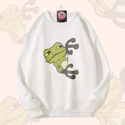 ピーキングフロッググラフィックユニセックススウェットシャツ - 白 - 5XL - image 3