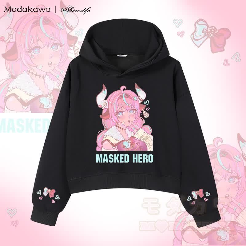 MODAKAWA X Shionslife MASKED HERO グラフィック クロップド綿パーカー - 黒 - 3XL - image 4
