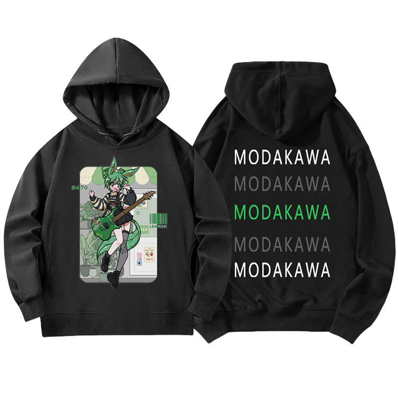 MODAKAWA X airii.exeギターガール レタープリント ルーズパーカー - Black - 5XL - image 6