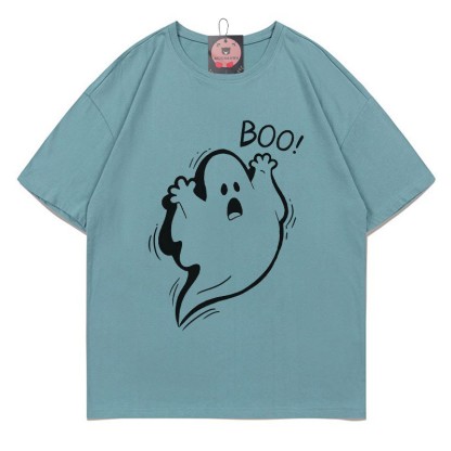 BOOゴーストプリントTシャツ - ティール - 5XL - image 5