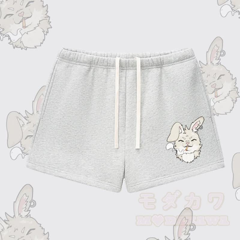 MODAKAWA スモーキングバニー グラフィック 厚手裏起毛ショートパンツ - グレー - L - image 6