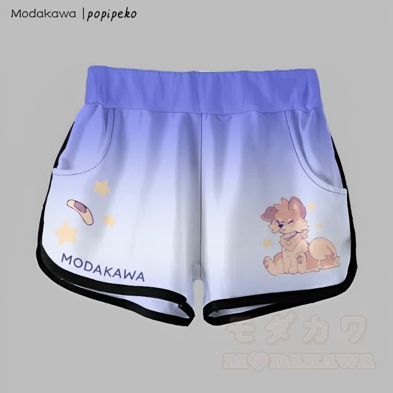 MODAKAWA X popipeko グラデーション 舌出しパピーグラフィックショーツ - 青 - 5XL - image 5