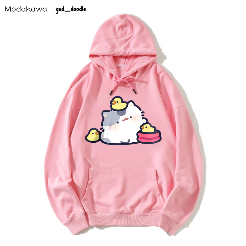 MODAKAWA X gud_doodleキティひよこプリント ルーズパーカー - Pink - 5XL - image 6