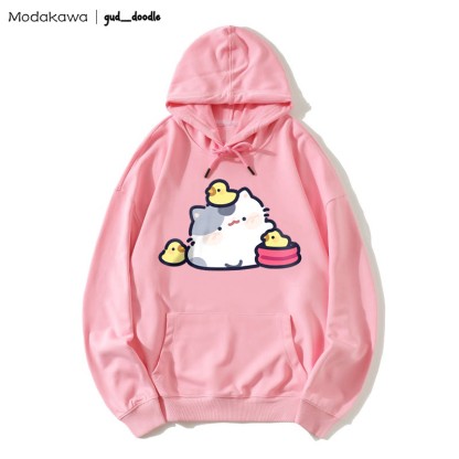 MODAKAWA X gud_doodleキティひよこプリント ルーズパーカー - Pink - 5XL - image 6
